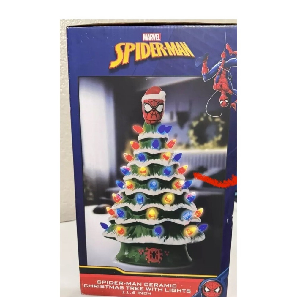 Spiderman  Large Ceramic Christmas Light Up Tree Brand New In Box  11.6 "‎